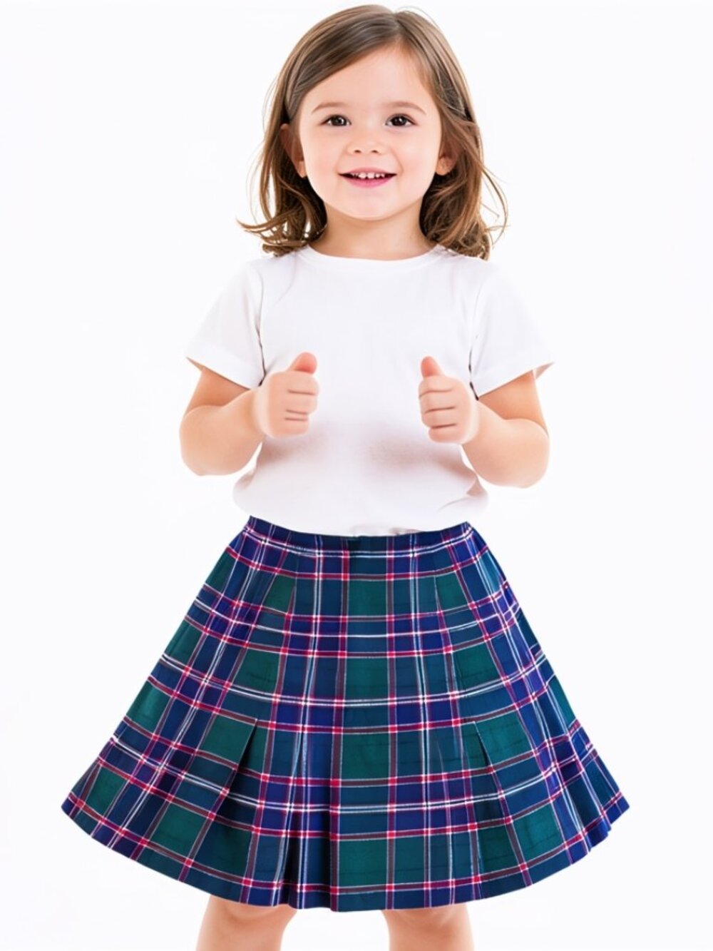 Young Pendleton Plaid Skirt Size 5-6 Virgin Wool Zipper Back Green Blue & Red